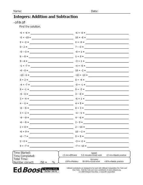 Adding And Subtracting Integers 7th Grade Math Worksheets Library