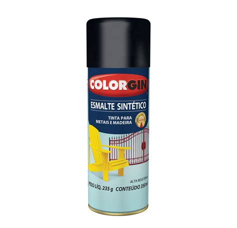 Spray Colorgin Esmalte Sint Tico Preto Brilhante Loja