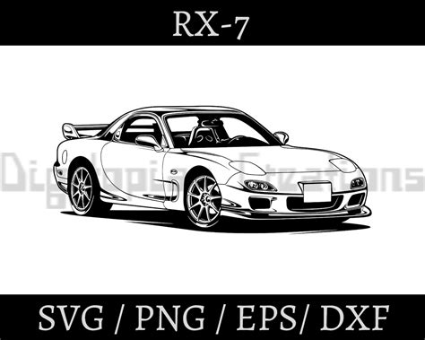 RX7, RX-7 Car Inspired Clipart Vector Art Silhouette Svg, Png, Dxf, Eps Instant Download for ...