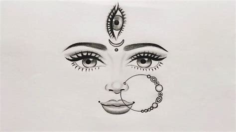 How To Draw Maa Durga Face Pencil Sketch For Beginners Navaratri