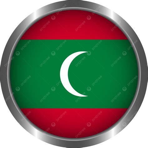 Gambar Bendera Bulat Maldives Bersinar Strok Vektor 3d Bendera Bulat