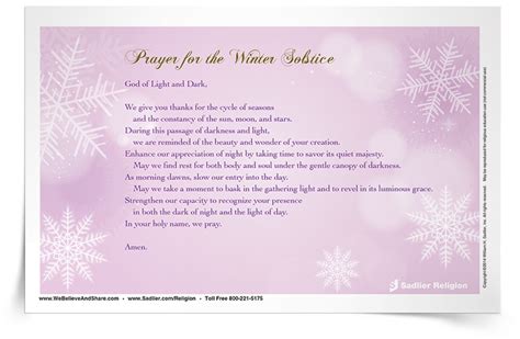 Prayer for the Winter Solstice Prayer Card | Sadlier Religion