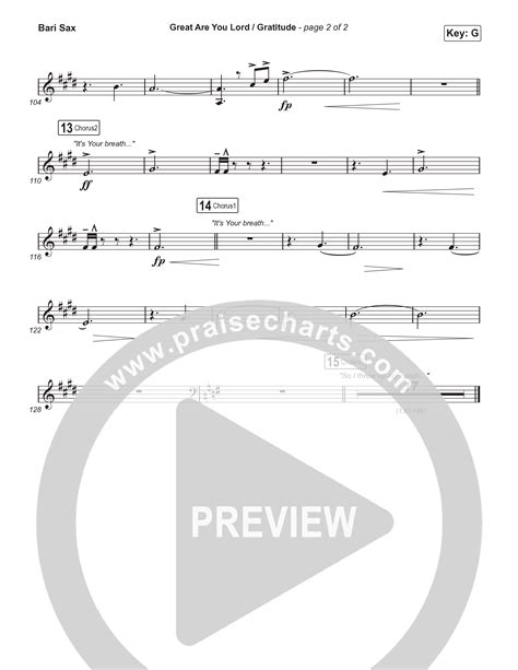 Great Are You Lord Gratitude Bari Sax Sheet Music Pdf Travis