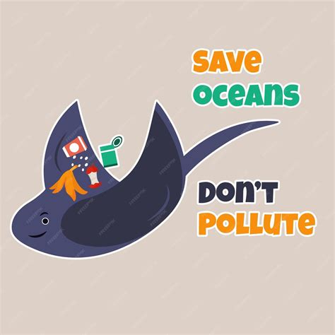 Premium Vector | Ocean pollution problem eco poster stop pollution with ...