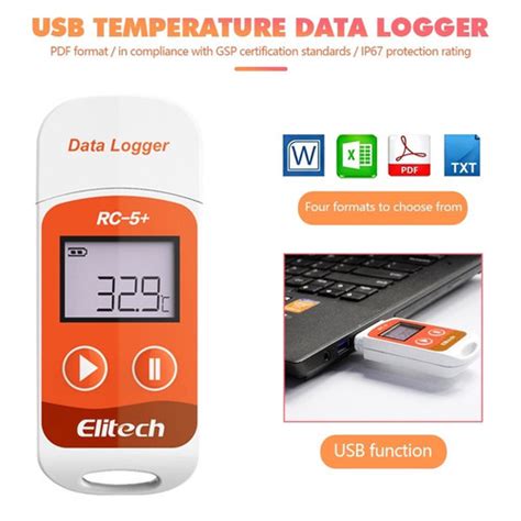 Jual Elitech RC5 Temperature Data Logger Thermometer Recorder PDF USB