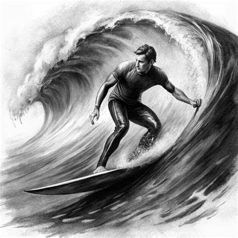 A Drawing Of A Surfer Riding A Wave With The Words Surfer On It