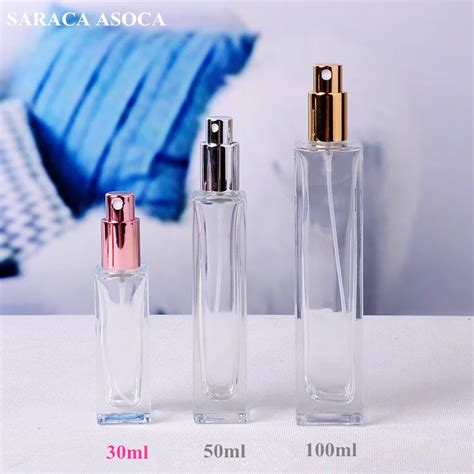 Ml Square Thick Transparent Glass Perfume Bottle High Grade Sprayer