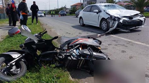 Samsun da feci kaza Otomobil elektrikli motosiklette bulunan 3 çocuğa