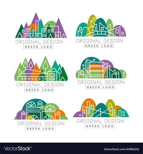 Green logo templates design set corporate Vector Image