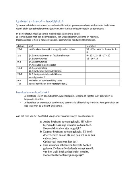 H Lesbrief Lesbrief Havo Hoofdstuk Systematisch Tellen