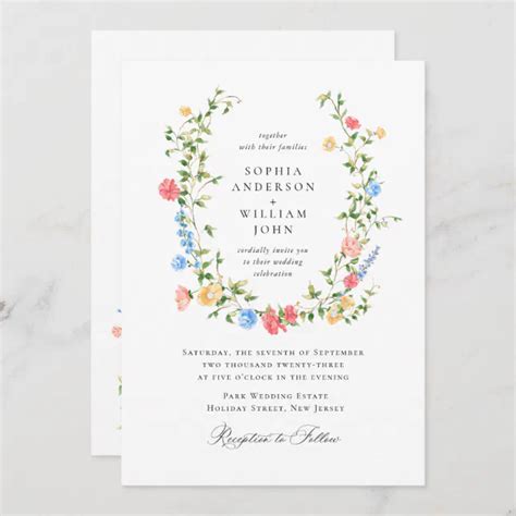 Watercolor Meadow Wildflower Bohemian Wedding Invitation Zazzle