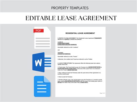 Residential Lease Agreement Template Microsoft Word Lease Agreement Contract Editable Template