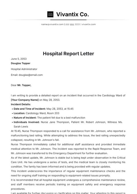 Free Medical Diagnosis Letter Template to Edit Online