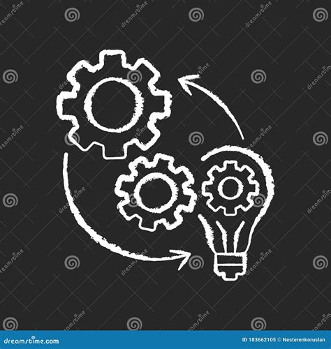 Implementation Chalk White Icon On Black Background Stock Vector