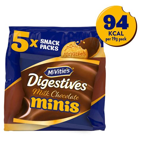 McVitie S Digestives 5 Milk Chocolate Minis Snack Packs 95g Multipack