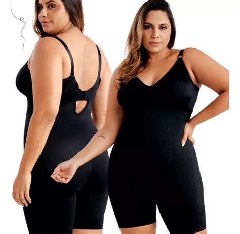 Cinta Body Modelador Macaquinho Plus Size S bojo Femi 350841 Frete grátis