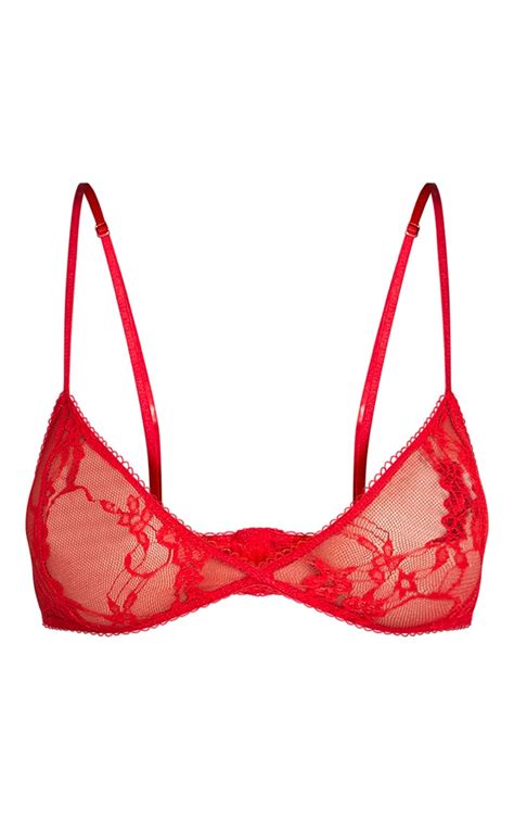 Kadia Red Lace Soft Triangle Bra Lingerie Prettylittlething