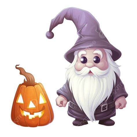 Halloween Gnome With A Ghost Vector Illustration Of Halloween