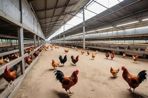 Premium Photo A Large Poultry Farm With Chickens And Roosters Meat