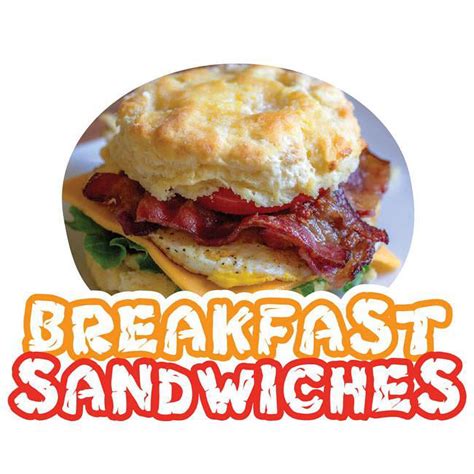 16 In Breakfast Sandwiches Concession Decal Sign Cart Trailer Stand