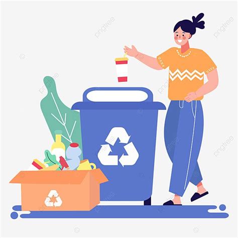 Gambar Kartun Ilustrasi Daur Ulang Pemilahan Sampah Clipart Sampah