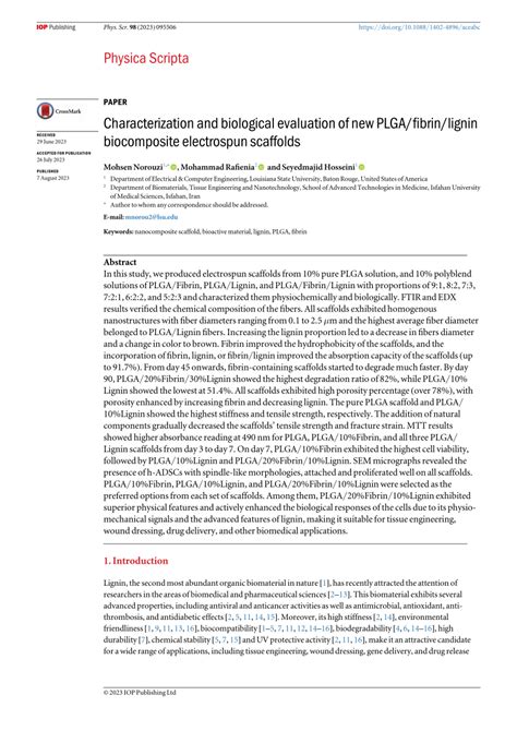 Characterization And Biological Evaluation Of New Plga Fibrin Lignin