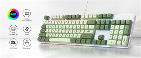 Amazon Fogruaden Full Size Mechanical Keyboard Green Matcha