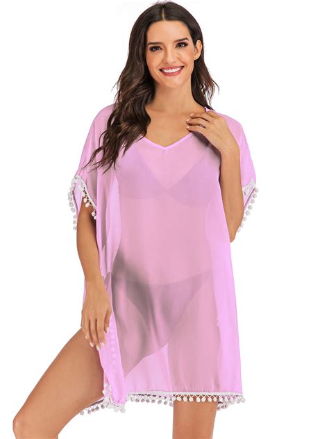 LELINTA Women Plus Size Chiffon Tassel Bohemian Swim Cover Ups Bikini