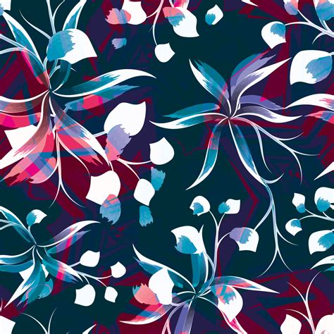 Colorful Abstract Background Tropical Plants And Flowers Pattern