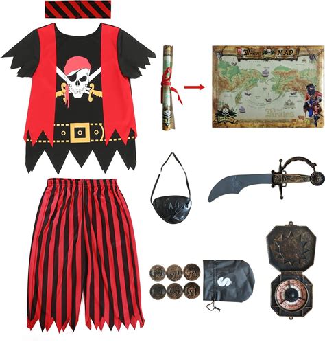 Sincere Party Piratenkost M F R Kinder Piraten Design Komplettes Set