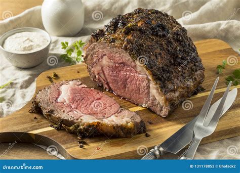 Roasted Boneless Prime Beef Rib Roast Stock Image Image Of Rustic