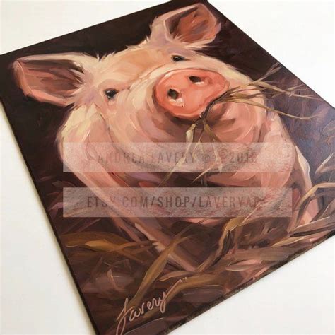 Pig Painting Original Impressionistic Oil Painting Of A Sweet Pig