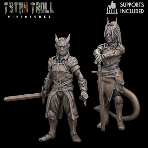 D Printable Dnd Heroes Tiefling Fighters Pre Supported By Tytantroll