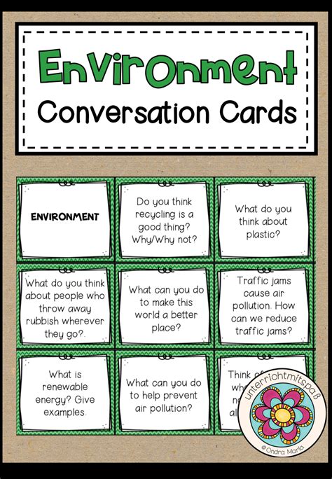 Environment Conversation Cards Unterrichtsmaterial Im Fach Englisch