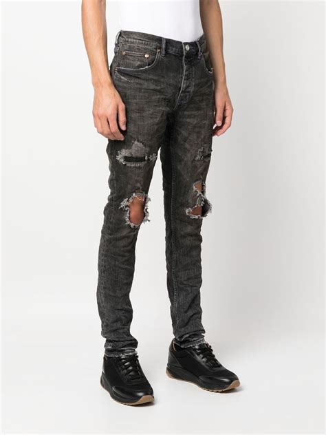 Purple Brand Distressed Slim Fit Jeans Black Farfetch