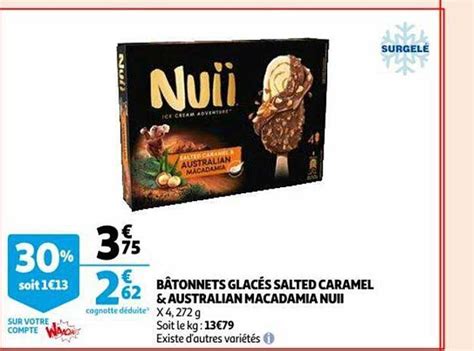 Promo Bâtonnets Glacés Salted Caramel Australian Macadamia Nuii chez