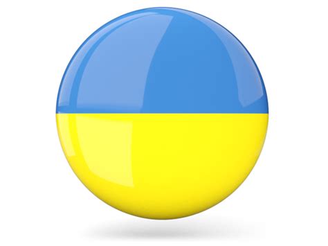 Glossy round icon. Illustration of flag of Ukraine