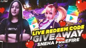 Watch Sneha Free Fire Live Game Streaming K Diamond Giveaway Custom