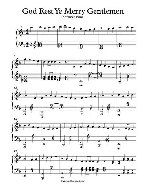 Free Piano Arrangement Sheet Music God Rest Ye Merry Gentlemen Michael Kravchuk