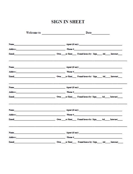 15 Real Estate Open House Sign In Sheet Examples To Download