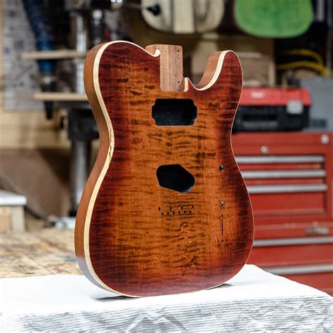 Figured Maple Sapele Tele Body Cherry Burst Tele Reverb