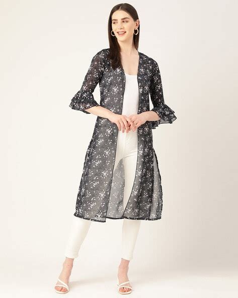 Buy Wisstler Floral Print Open Front Shrug Ajio