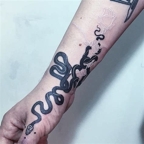 Intricate Black White Snake Tattoos By Mirko Sata Demilked