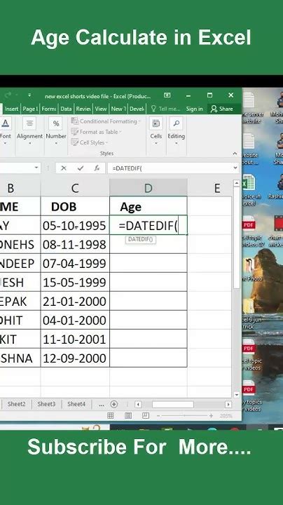 Calculate Age In Excel How To Calculate Age In Excel Datedif