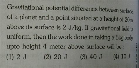 Gravitational potential difference between surface of a planet and a ...