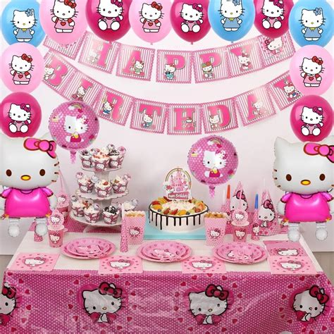 Hello Kitty Birthday Party Decorations Kitty White Balloons Disposable ...