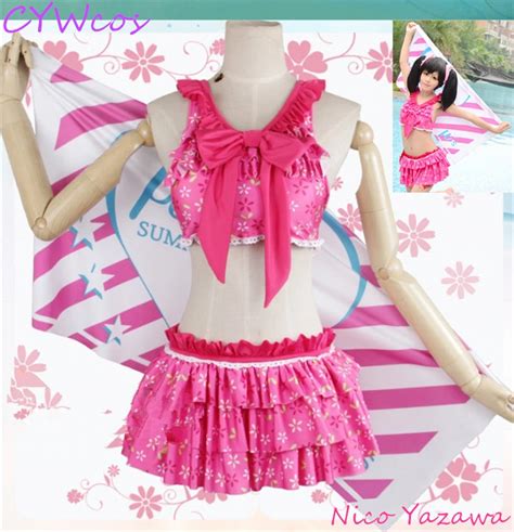 Anime Love Live Nico Yazawa Cosplay Costume Hawaii Bikini Summer