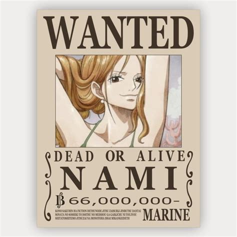 Quadro Anime Cartaz De Procurado Da Nami One Piece Elo7