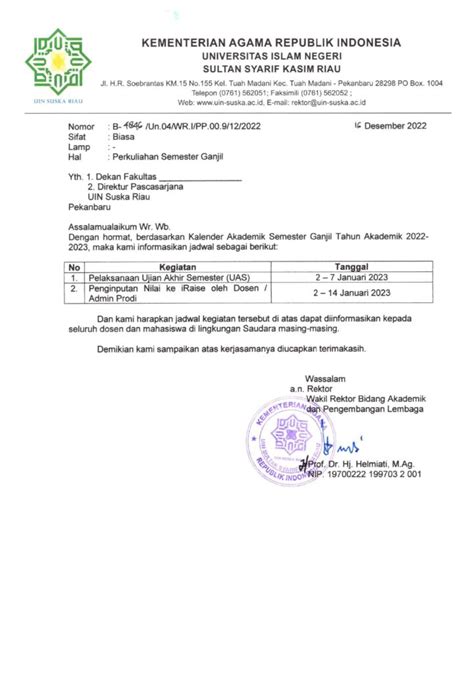 Perkuliahan Semester Ganjil Jadwal Pelaksanaan Uas Dan Penginputan Nilai Ke Iraise Bagian