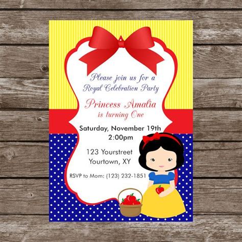 Invitación Cumpleaños Blancanieves Digital por RedPoppyArtDesigns